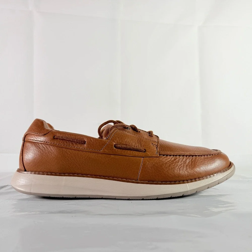 Clarks Un Pilot Lace Tan Leather Men's Boat Shoes Size 11‎ M NWB